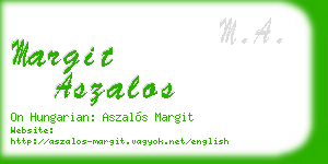 margit aszalos business card